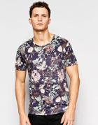 Only & Sons T-shirt With All Over Floral Print - Black