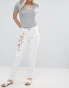 B.young Skinny Jean With Embroidered Detail - White