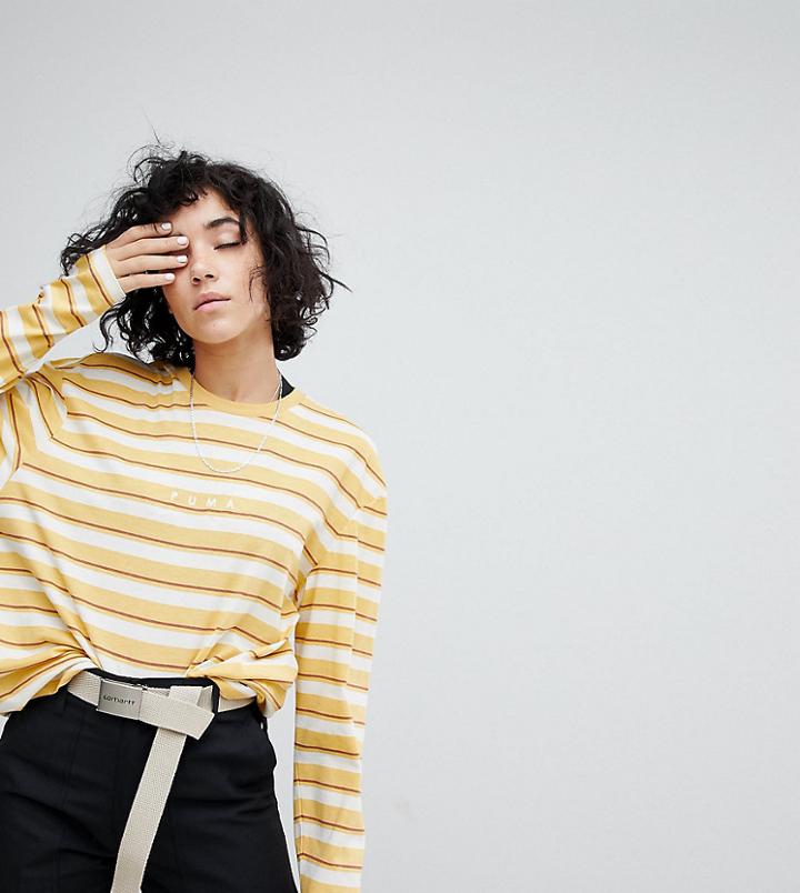 Puma Exclusive To Asos Striped Long Sleeve T-shirt In Yellow - Yellow