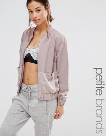 Missguided Petite Two Tone Satin Bomber Jacket - Lilac Ash