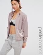 Missguided Petite Two Tone Satin Bomber Jacket - Lilac Ash