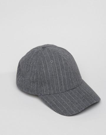 New Look Pin Stripe Baseball Cap In Gray - Gray