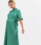 Asos Design Maternity Midi Jacquard Dress With Belt