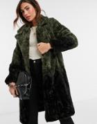 Urbancode Coat In Ombre Faux Fur-brown