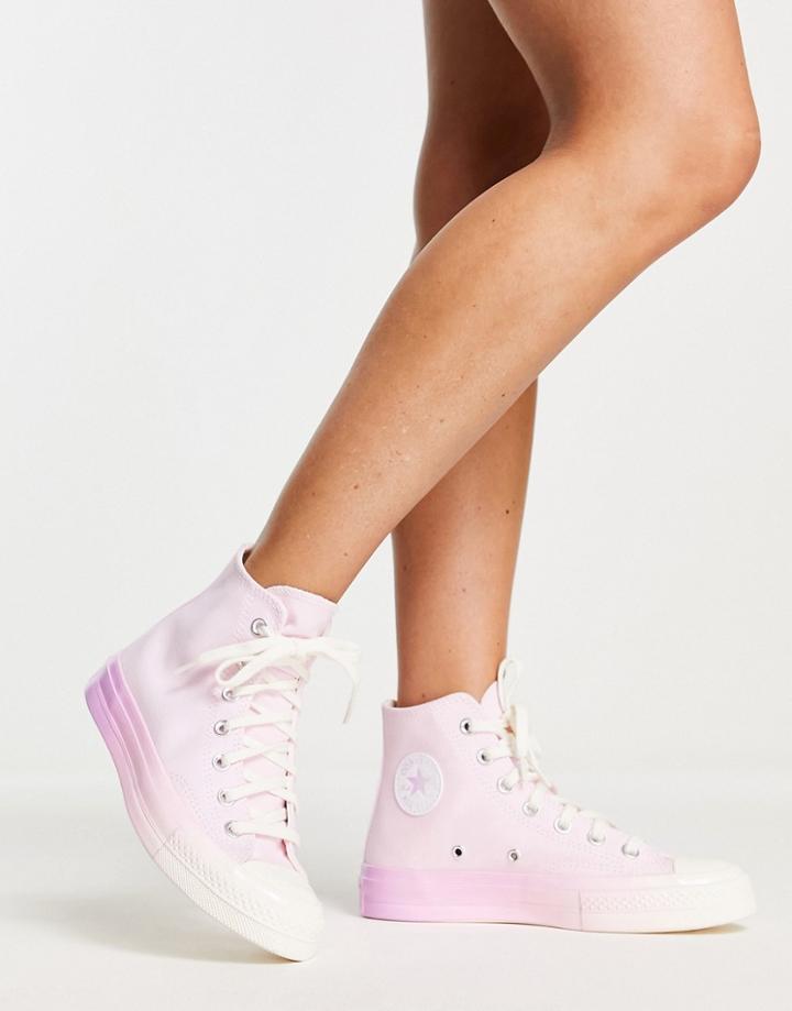 Converse Chuck 70 Hi Gradient Heat Ombre Print Canvas Sneakers In Pink Foam
