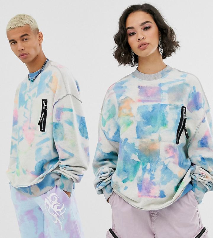 Collusion Unisex Paint Splatter Sweatshirt-multi