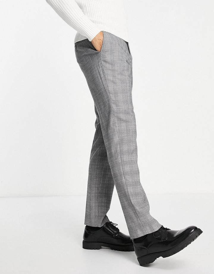 French Connection Slim Fit Prince Of Wales Check Suit Pants-gray