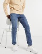 Pull & Bear Regular Fit Jeans In Dark Blue-blues