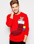 Asos Holidays Sweater With Stocking - Red