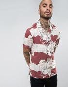 Allsaints Regular Fit Short Sleeve Shirt With Floral Print - Red