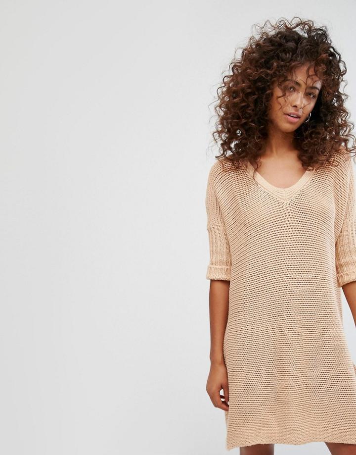 Noisy May V-neck Knitted Dress - Pink