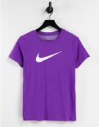 Nike Training Swoosh Crew Neck T-shirt In Purple