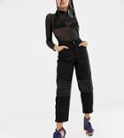 Asos Design X Laquan Smith Tapered Jeans With Rhinestone Knee Panels - Black