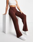 Asos Design Knit Flare Pants In Brown - Part Of A Set