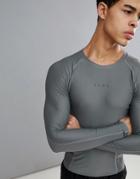 Asos 4505 Compression Long Sleeve T-shirt With Cut & Sew In Gray - Gray