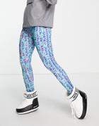 Liquorish Ski Base Layer Tights In Blue Animal-multi