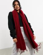 Asos Design Supersoft Long Woven Scarf With Tassels In Deep Red