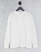 Asos Design Relaxed Long Sleeve T-shirt With Modesty Triangle In Cream-white