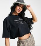Topshop Tall Parallel Collective Crop Tee In Black