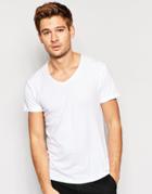 Esprit Scoop Neck T-shirt With Raw Edge - White