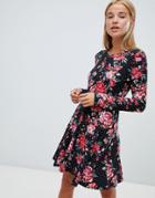 Qed London Soft Touch Floral Swing Dress-multi