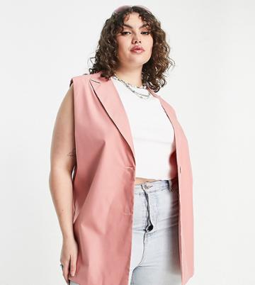 Heartbreak Plus Longline Vest In Pink-black