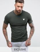 Good For Nothing Muscle T-shirt In Khaki With Chest Logo - Green