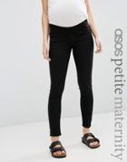 Asos Maternity Petite Ridley Skinny Jean In Clean Black With Under The Bump Waistband - Black