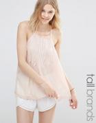 New Look Tall Pintuck Plaited Strap Cami Top - Pink