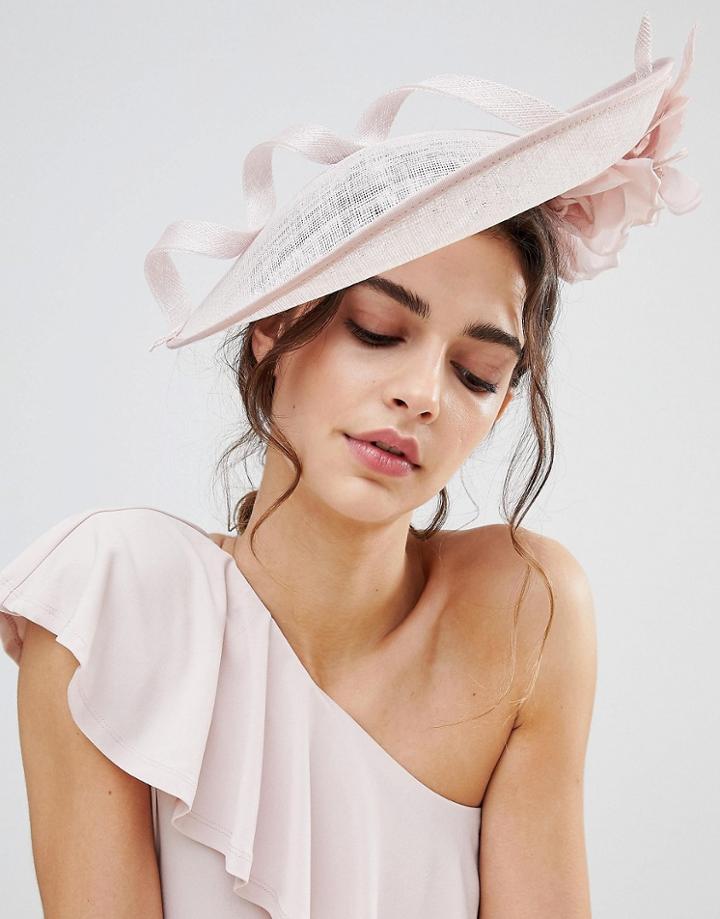 Vixen Disc Hat With Sinamay Swirl In Blush - Pink
