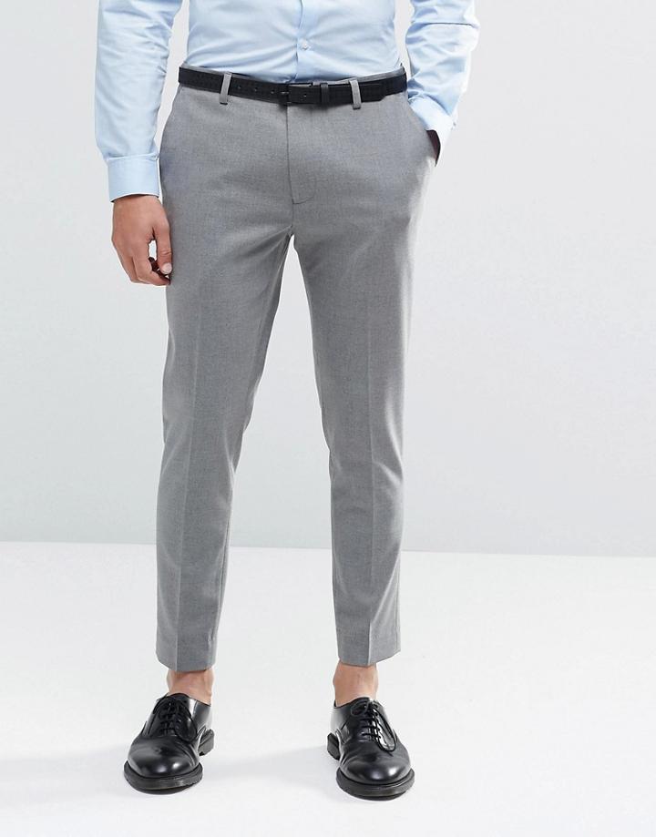 Asos Super Skinny Cropped Trousers In Grey - Mid Gray