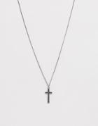Icon Brand Engraved Cross Necklace - Silver