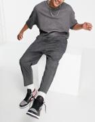 Asos Design Drop Crotch Pants With Elasticized Waist In Black Stripe