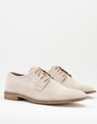 Asos Design Derby Lace Up Shoes In Stone Suede-neutral