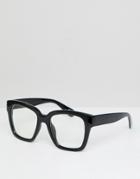 Asos Design Square Glasses In Black With Clear Lens - Black