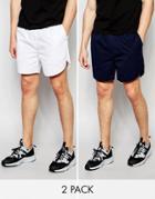 Asos Chino Shorts With Elasticated Waist In Navy/ White 2 Pack Save 17%