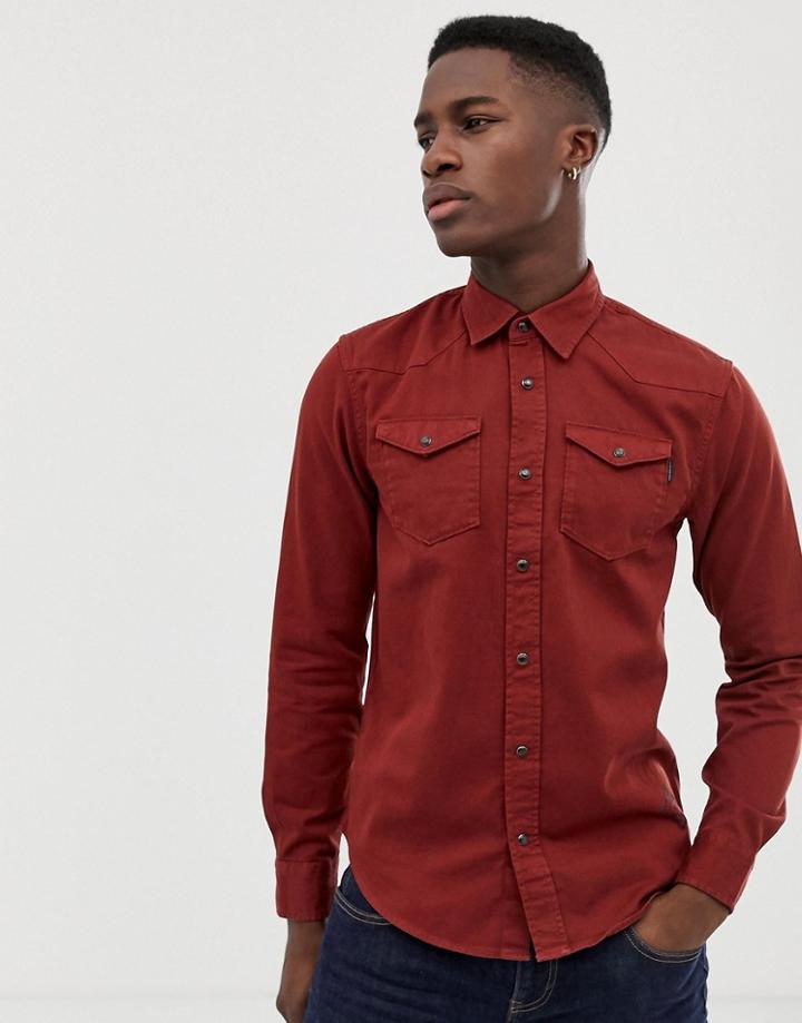 Scotch & Soda Regular Fit Garment Dyed Western Inspired Shirt - Red