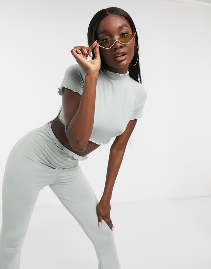 Missguided Lettuce Hem Crop Top In Sage Green - Part Of A Set