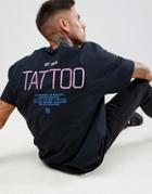 Boohooman Oversized T-shirt With Neon Back Print In Black - Black