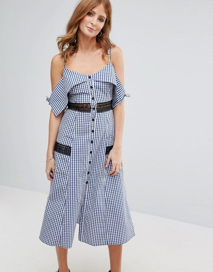 Millie Mackintosh Gingham Pocket Detail Dress - Blue