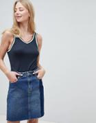 Brave Soul Jessie Tank With Retro Tape Trim - Navy