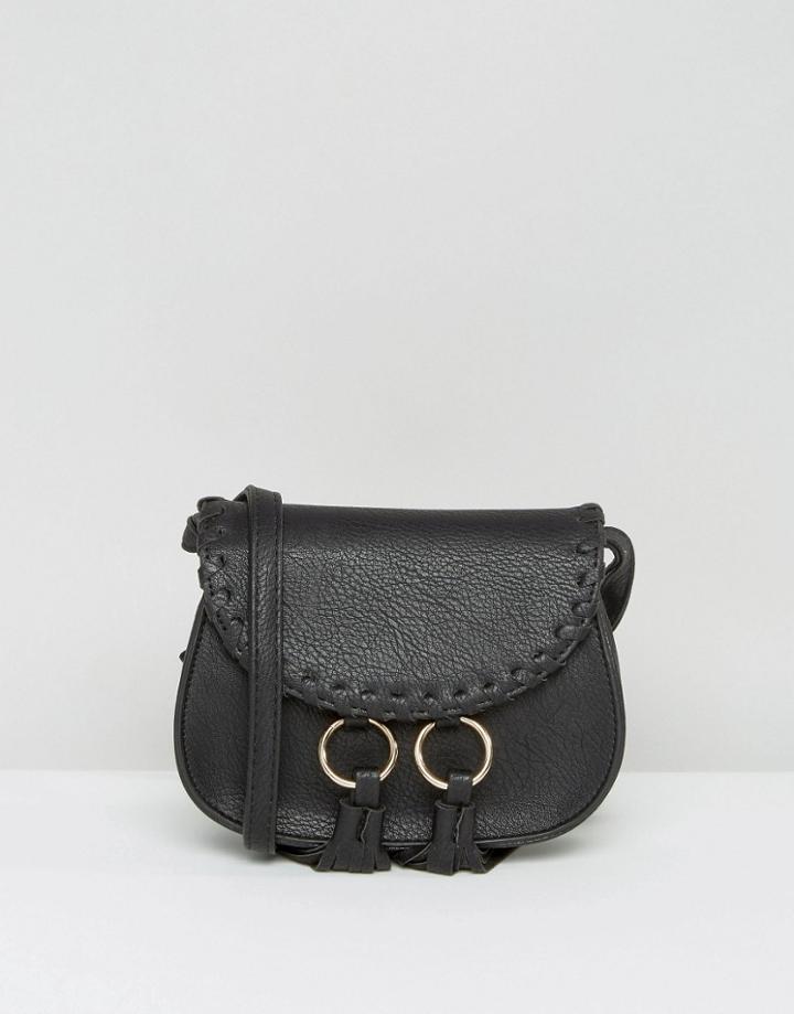 Yoki Tassel Detail Saddle Bag - Black
