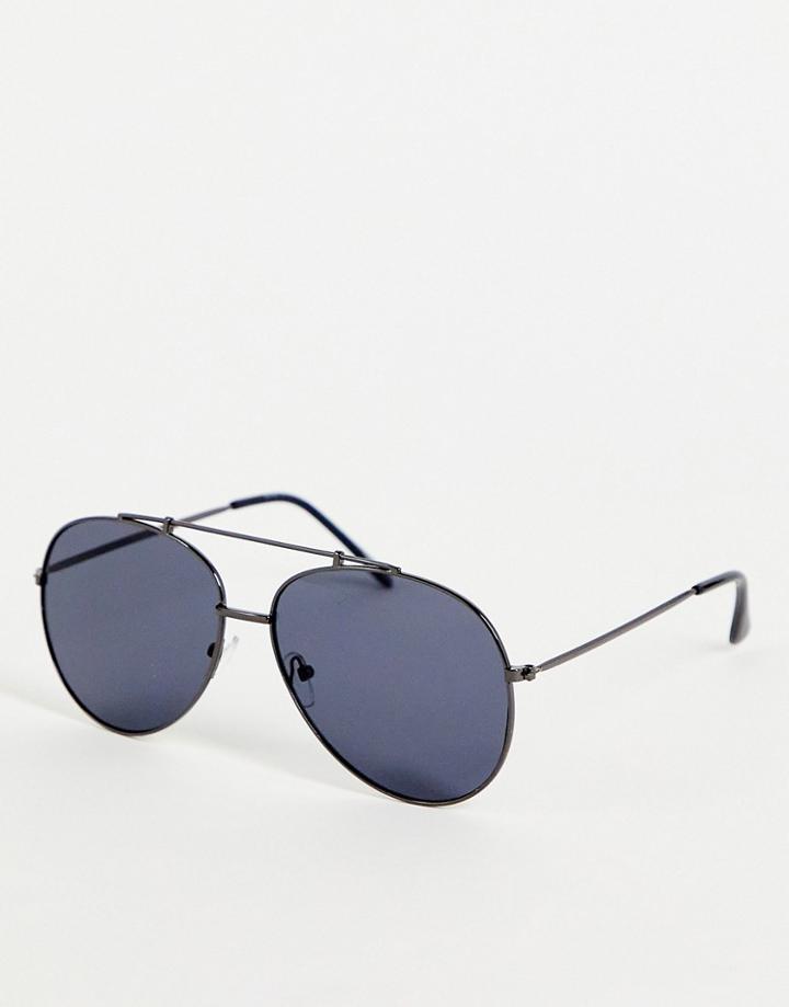 Svnx Round Aviator Sunglasses In Matte Black