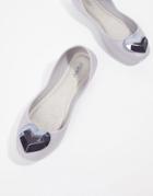 Zaxy Heart Flat Shoes-gray
