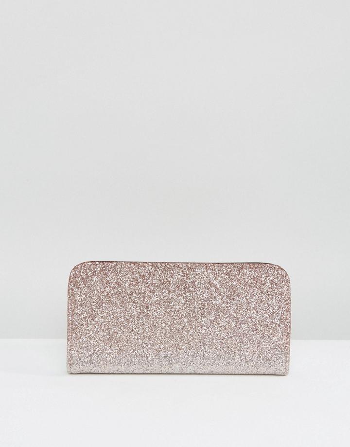 New Look Ombre Glitter Zip Around Purse - Gold