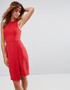 Asos Sleeveless Dress With Underwire And Asymmetric Hem - Red