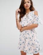 Moon River Cold Shoulder Pink Dress - Pink
