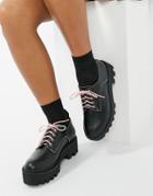 Lamoda Chunky Flat Shoes With Changeable Laces In Black And Pink