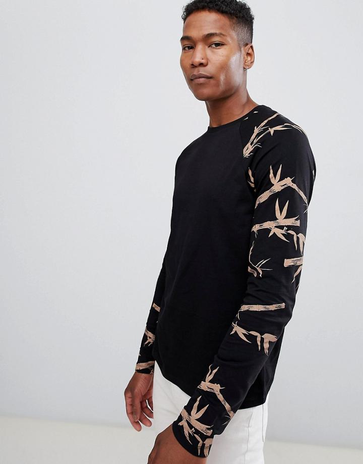 Asos Design Long Sleeve T-shirt With Bamboo Raglan Sleeve - Black