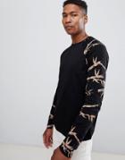 Asos Design Long Sleeve T-shirt With Bamboo Raglan Sleeve - Black